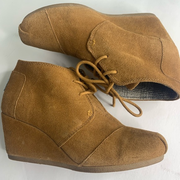 Toms Women’s Brown Rust Dessert Wedge Suede Ankle Booties Size 7 - Picture 14 of 16